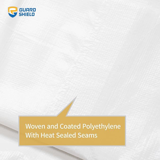 GUARD SHIELD Tarp White 12x16 Feet Multi Purpose Waterproof Poly Tarp Cover 5mil - Image 5