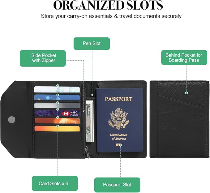 Leather Passport Holder for Travel, Passport Book Holder，Rfid Blocking Travel - Image 6