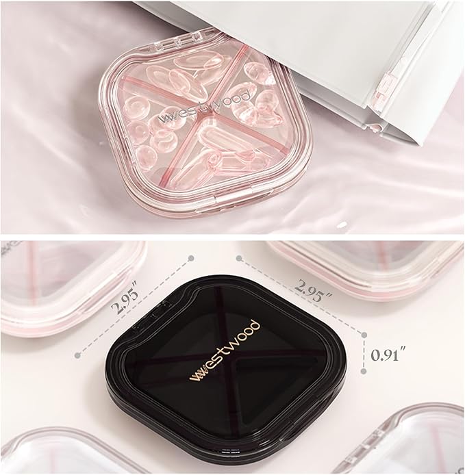 1 Pack Small Purple Pill Organizer, 4 Compartments, Compact Stylish Cute Travel - Image 6