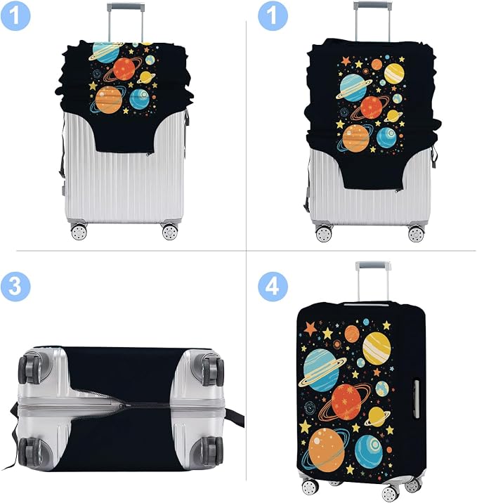 Planet Luggage Cover Washable Suitcase Protector Anti-Scratch, Stretchable Fit - Image 4