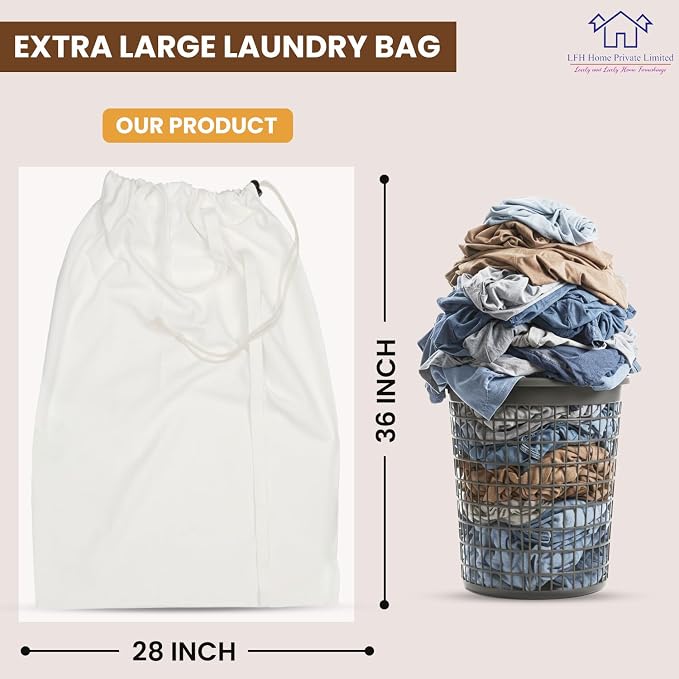 LFH Home Cotton Canvas Extra Large Laundry Bag - Image 2