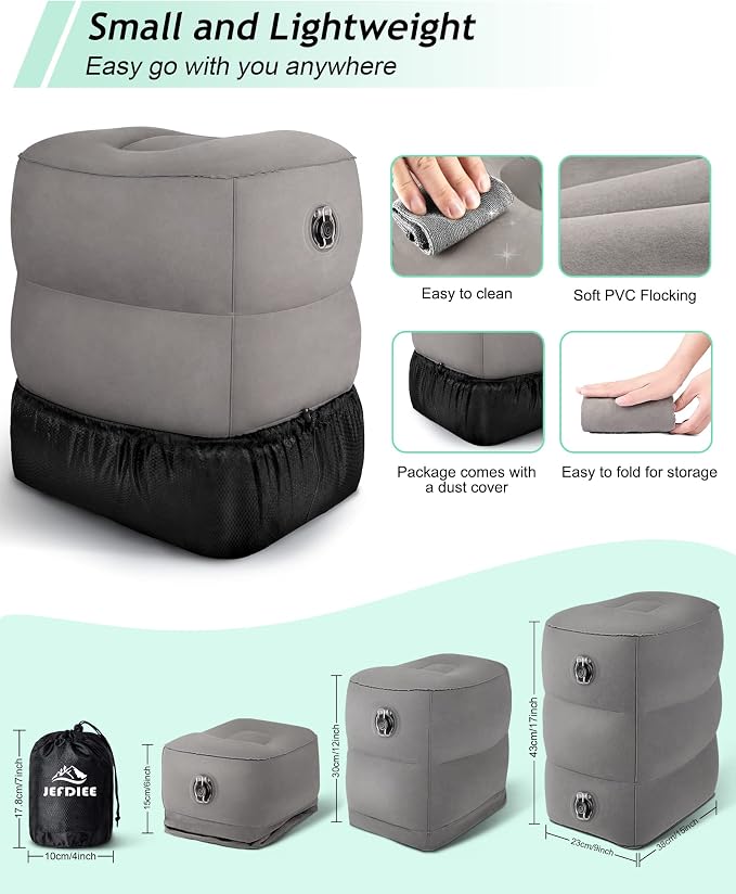 JefDiee Inflatable Travel Foot Rest Pillow, Kids Airplane Bed, Adjustable 3 - Image 3