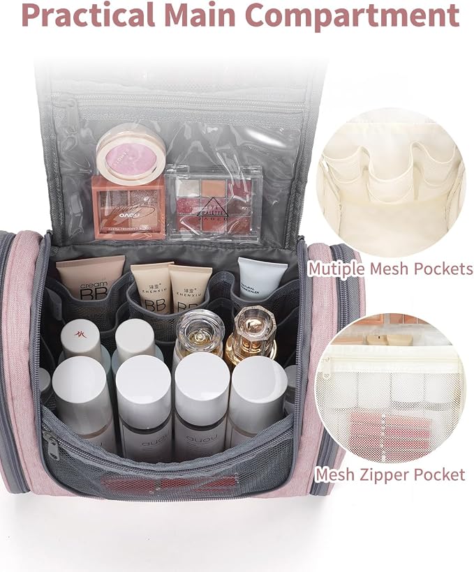 Narwey Hanging Toiletry Bag for Women Travel Makeup Bag Organizer Toiletries - Image 3