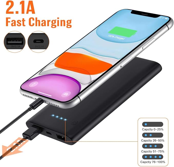 Portable Charger Power Bank 10000mAh, Ultra Slim Portable Phone Charger - Image 3