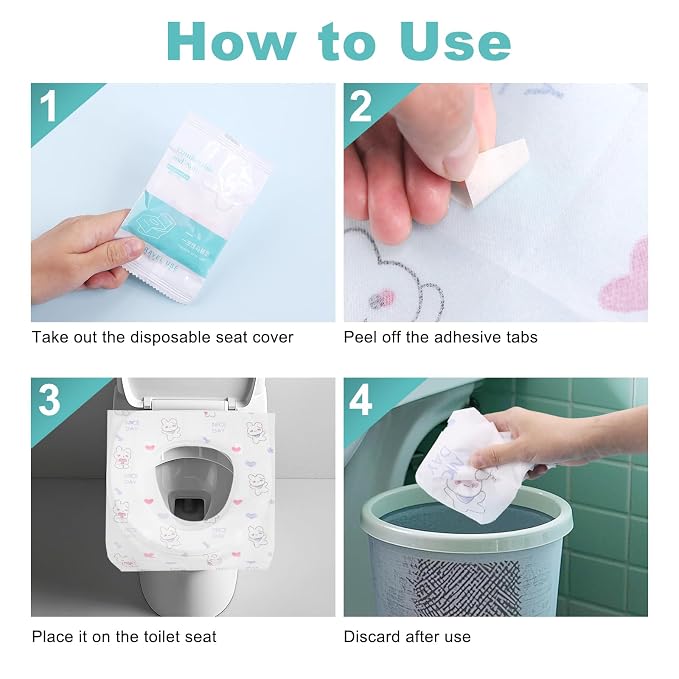 50 Packs Toddler Toilet Seat Covers Disposable, Disposable Toilet Seat Covers - Image 5