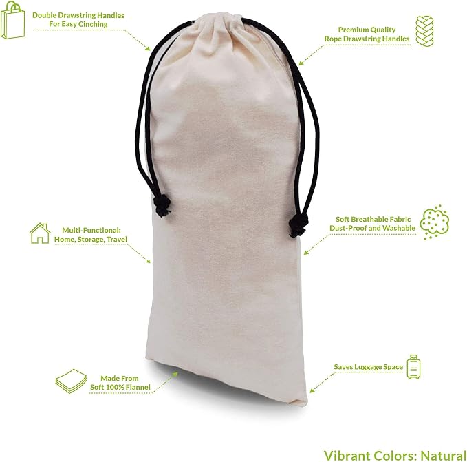 ZENPAC Cloth Shoe Bags for Travel, Washable Breathable Cotton Fabric for Luggage - Image 4