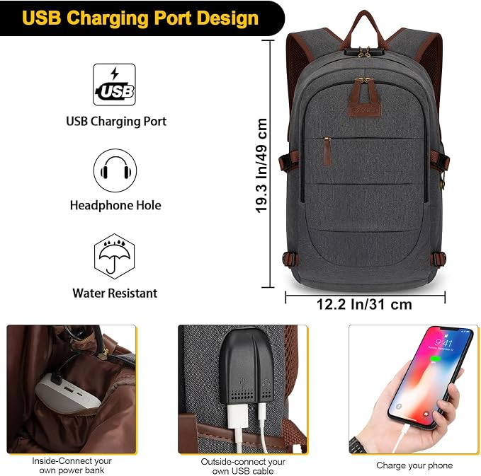 Canvas Laptop Backpack-Anti Theft Bag - Image 2