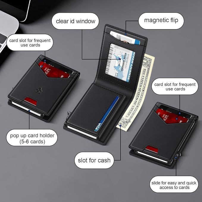Wallet for Men Wallet with Slim Pop Up Card Holder for 12-14 Cards, RFID - Image 5