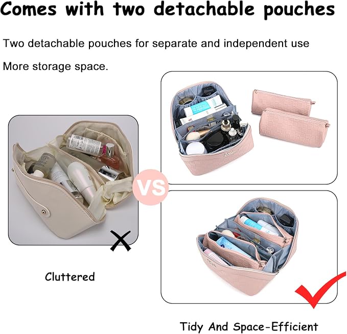Travel Makeup Bag Organizer Cosmetic Bag: 3 Pcs Set Make up Bags - Image 2