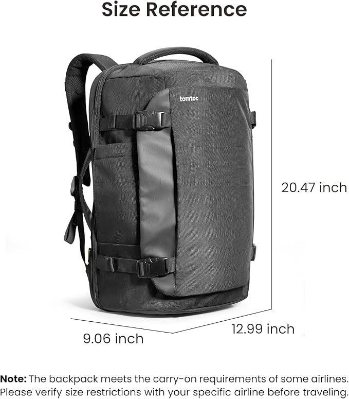 tomtoc Travel Backpack 40L, TSA Friendly Flight Approved Carry-on Luggage Hand - Image 9