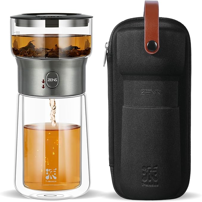 ZENS Modern Glass Tea Infuser Teapot, Smart One Touch Tea Maker by ZENSLIFESTYLE