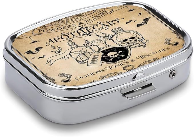 Metal 2 Compartment Pill Organizer Travel Friendly Portable Compact Pill Box - Image 3