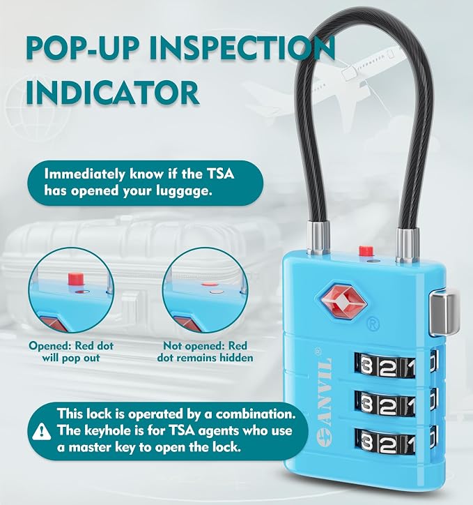 ANVIL TSA Approved Luggage Locks – High Security TSA008 Combination Travel Locks - Image 3