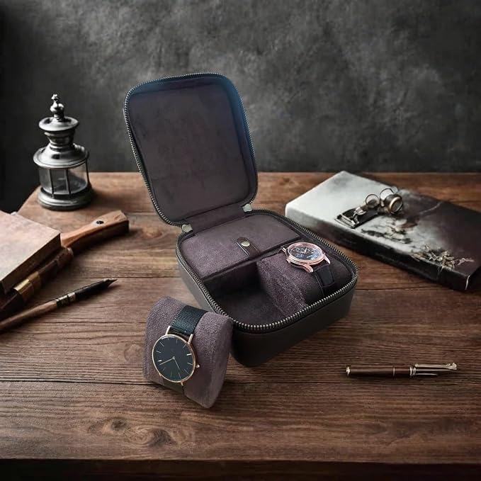 Watch Travel Case for Men, Genuine Leather Watch Case Travel Jewelry Case - Image 7