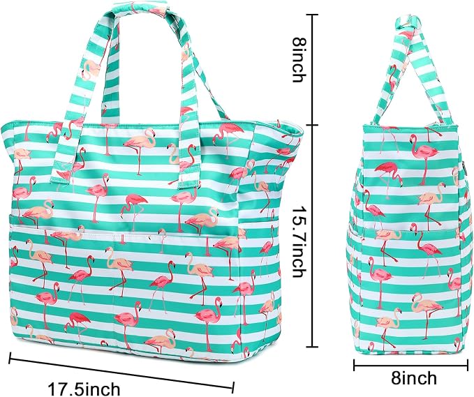 LEDAOU Large Beach Tote Bag Women Waterproof Sandproof Zipper Beach Tote Bag - Image 3