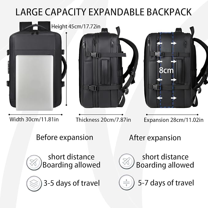 Vacuum-sealed travel computer backpack, Water-Resistant, - Image 5