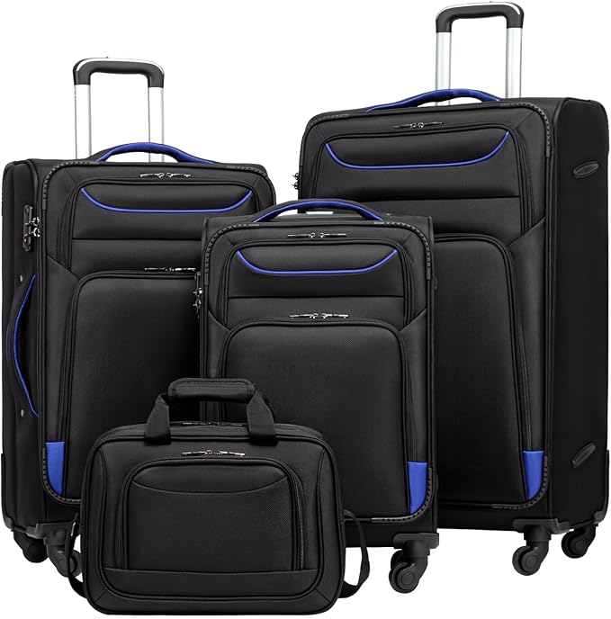 Coolife Luggage 4 Piece Set Suitcase TSA Lock Spinner Softshell lightweight by COOLIFE