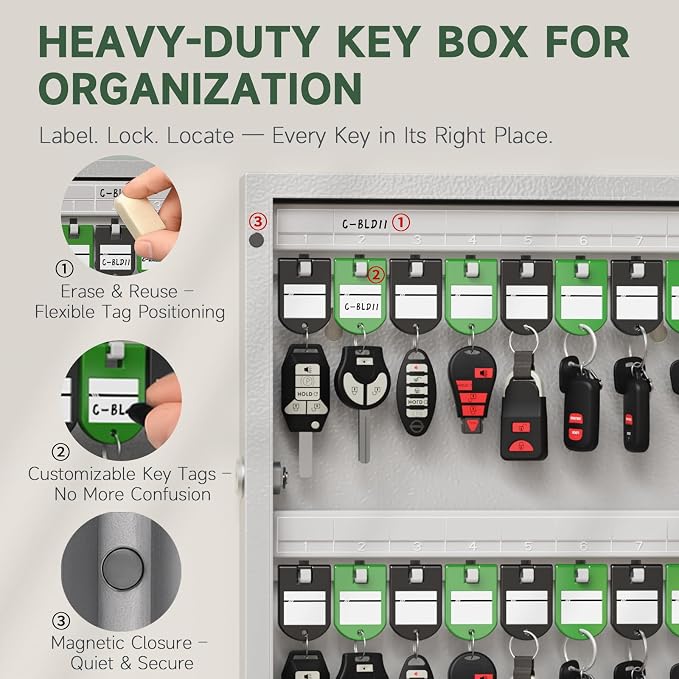 WeHere 96 Key Lock Box Wall Mount, APP Bluetooth/OTP/Wi-Fi Remote/Fixed - Image 3