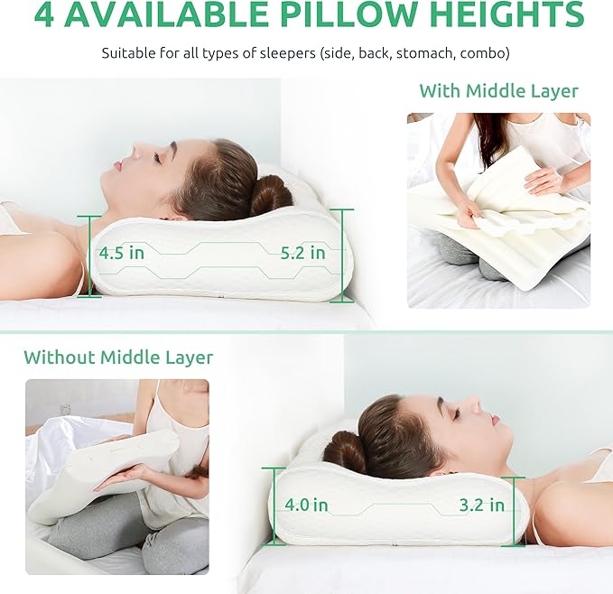 UTTU Cervical Pillow for Neck Strain Relief, Memory Foam Neck Pillow for - Image 4