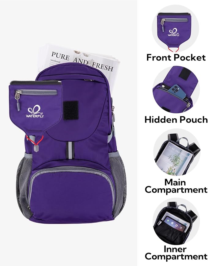 WATERFLY Small Lightweight Packable Backpack: 20l Ultra Light Foldable Travel - Image 5