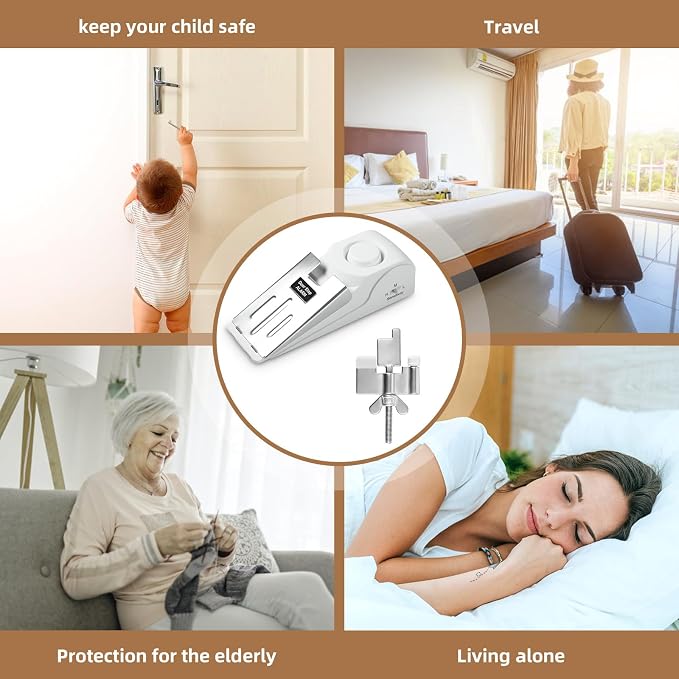1 Pack 120dB Travel Door Stopper Alarm & Portable Door Lock, 3-Level - Image 7