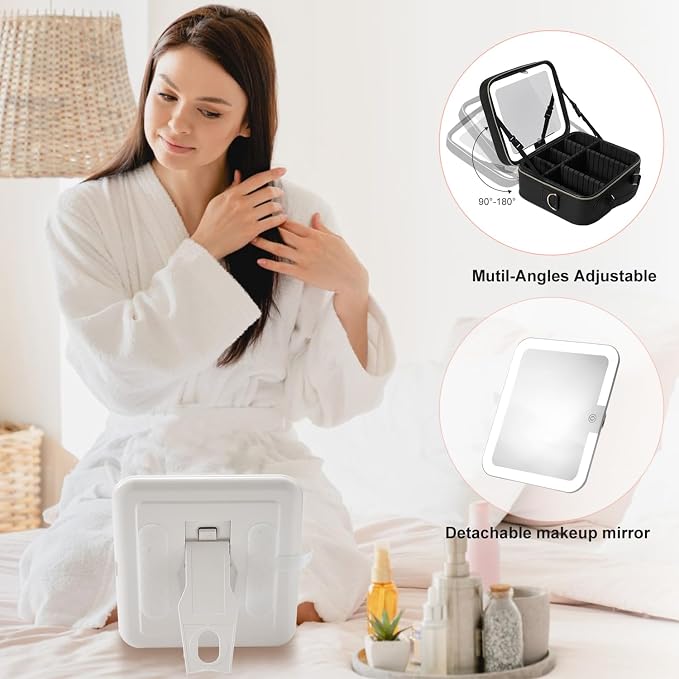 Mocado Travel Makeup Bag with LED Lighted Mirror, Travel Makeup Organizer - Image 6