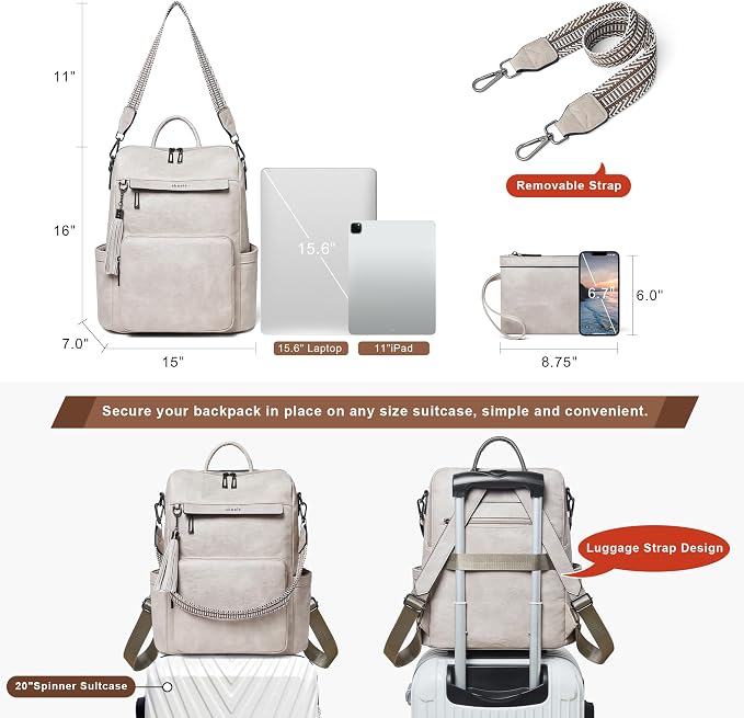 Shrrie Vegan Leather Laptop Backpack - Image 4
