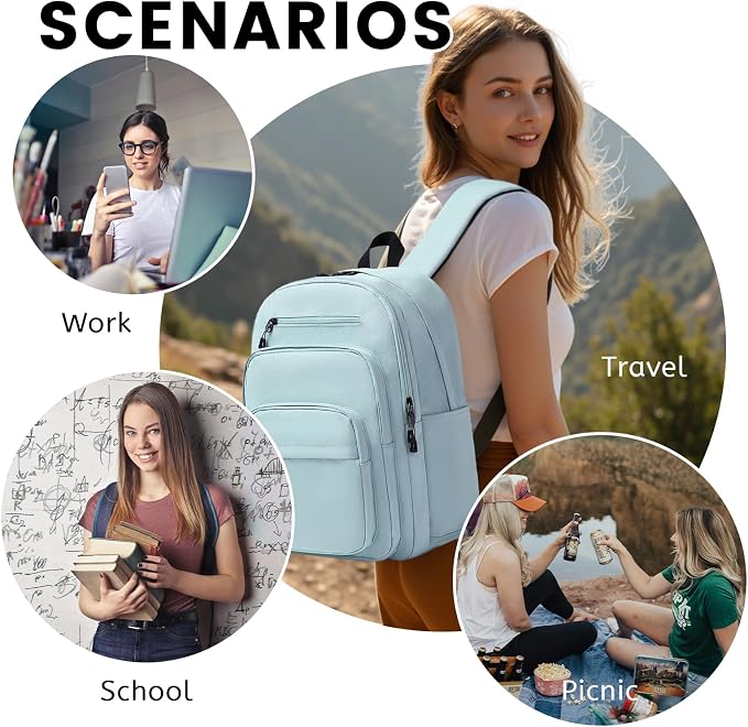 Lanola Basic Multi-Pocket Multipurpose Backpack Classical Water Resistant - Image 7