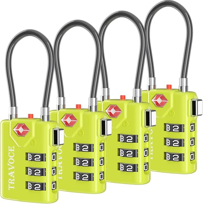 Search Alert TSA Approved Travel Combination Luggage Cable Locks by TRAVOCE