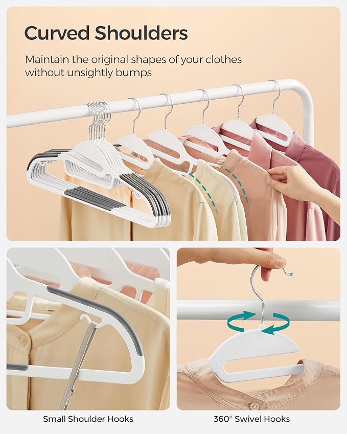 SONGMICS 50 Pack Coat Hangers, Heavy-Duty Plastic Suit Hangers, S-Shaped Opening - Image 4