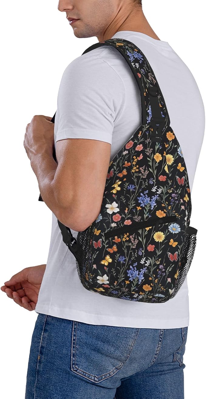 SUPLUCHOM Sling Bag Vintage Botanical Flower Wildflower Hiking Daypack - Image 8