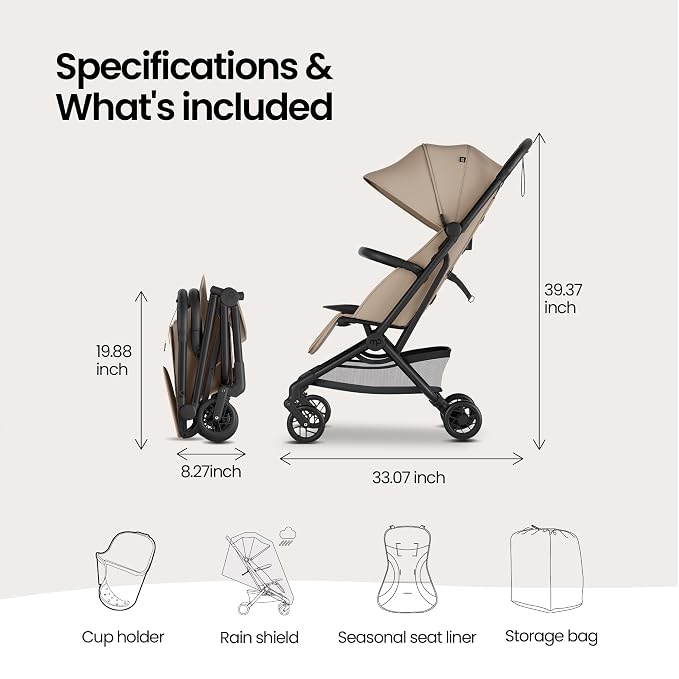 Mompush Velo Lightweight Travel Stroller – One-Hand Fold, Ultra-Compact & - Image 9
