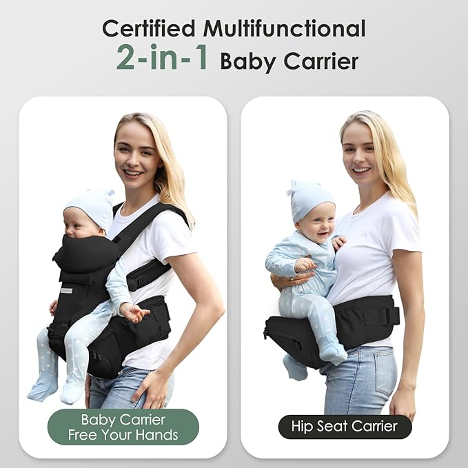 FRUITEAM Baby Carrier Newborn to Toddler 6 in 1 Hip Waist Stool - Image 4