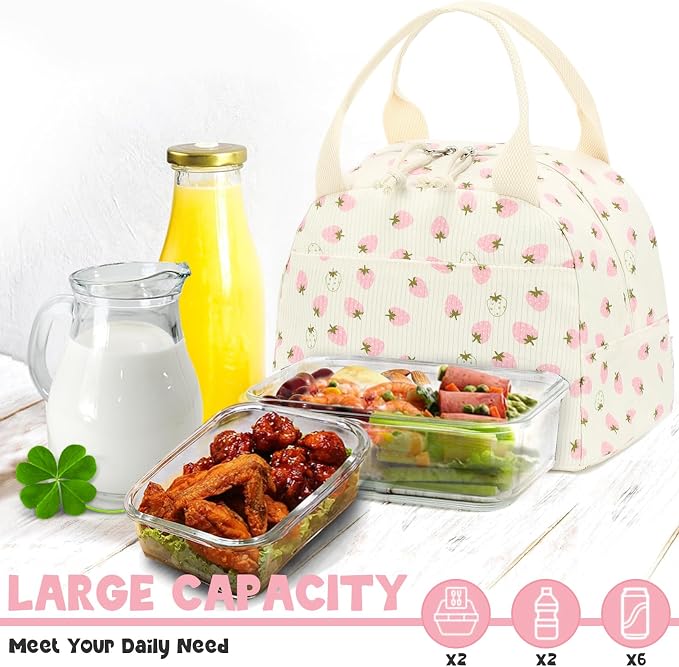 Bluboon Lunch Bag for Women Men Cute Corduroy Lunch Tote Bags Reusable - Image 5