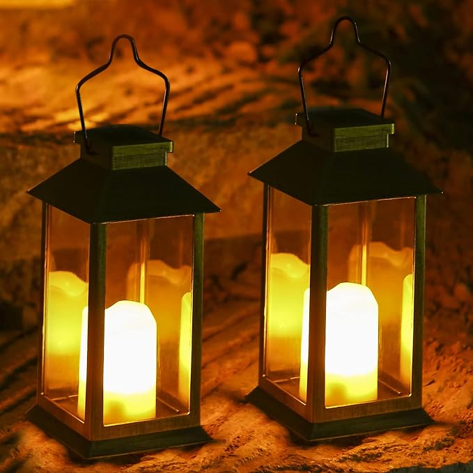 2 Pack Solar Lanterns, Outdoor Garden Hanging Lanterns, 11.8 Inch LED - Image 2