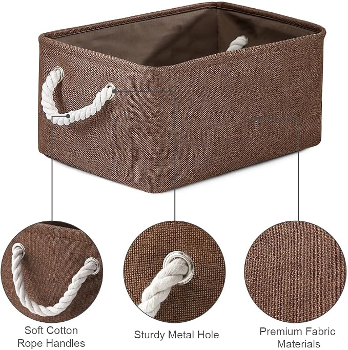 TheWarmHome Decorative Basket Rectangular Fabric Storage Bin Organizer Basket - Image 7