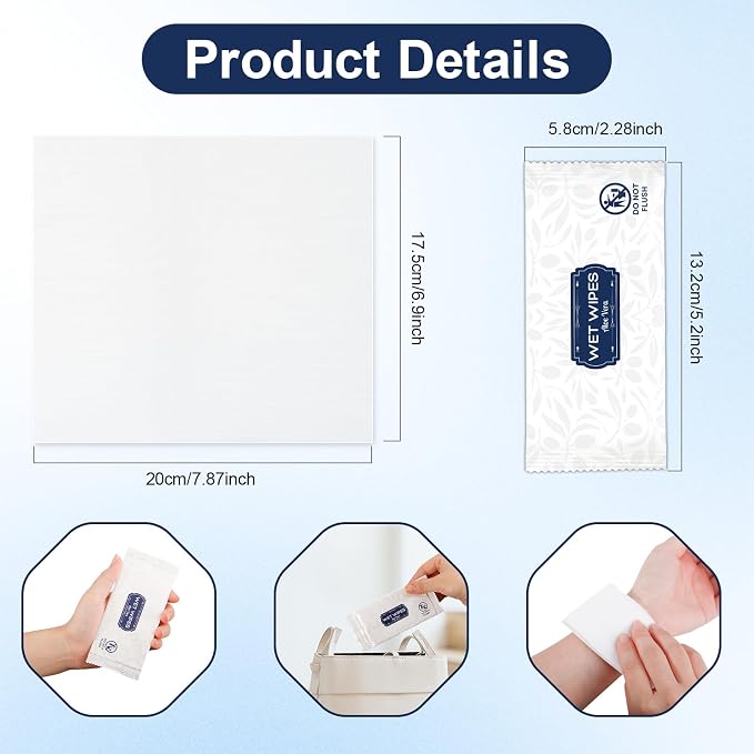 100 Pcs Wet Wipes Individually Wrapped, Aloe Vera Hand Wipe, Disposable Skin - Image 2
