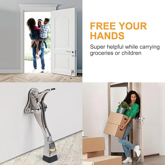6 Packs Heavy Duty Kickdown Door Stopper, One Touch Adjustable Kickdown Door - Image 4