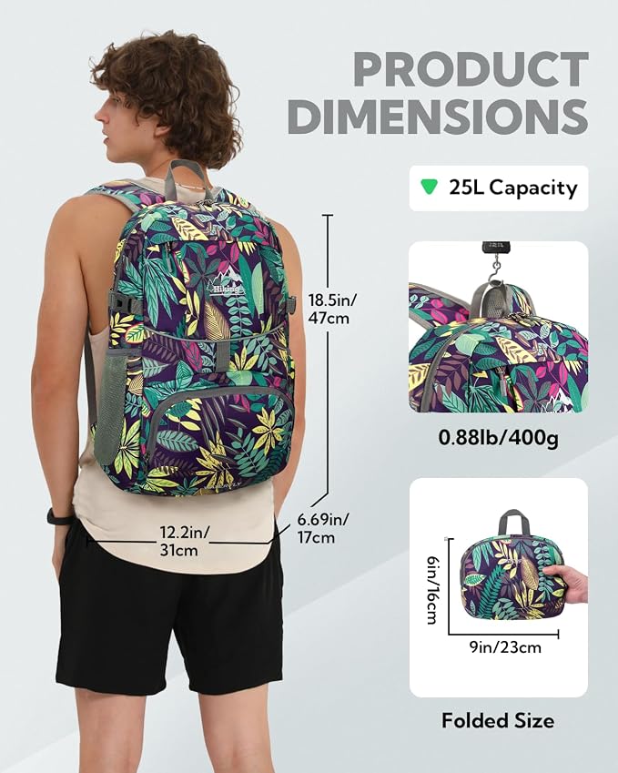 WATERFLY Hiking Foldable Daypack Backpack: 25L Ultra Lightweight Packable - Image 2
