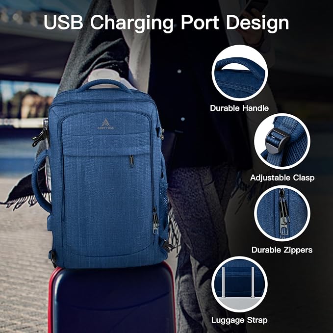 Large Travel Laptop Backpack for Men, 50L Carry On Backpack, Expandable Laptop - Image 4