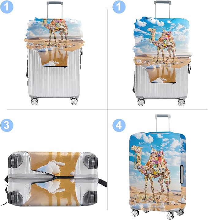 Camel Luggage Cover Washable Suitcase Protector Anti-Scratch, Stretchable Fit - Image 4