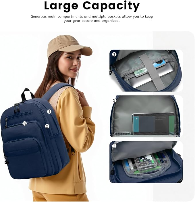 Lanola Basic Multi-Pocket Multipurpose Backpack Classical Water Resistant - Image 3