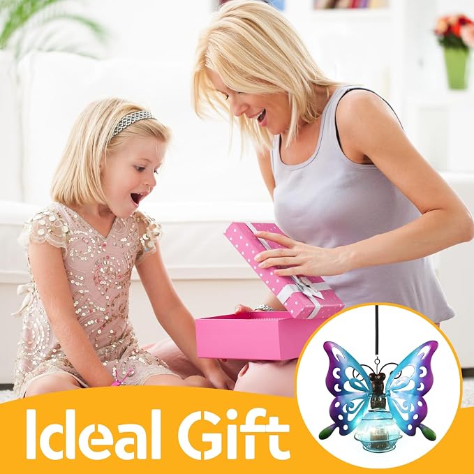 2 Pack Butterfly Solar Outdoor Hanging Lantern Creative Small Sculpture Lights - Image 4