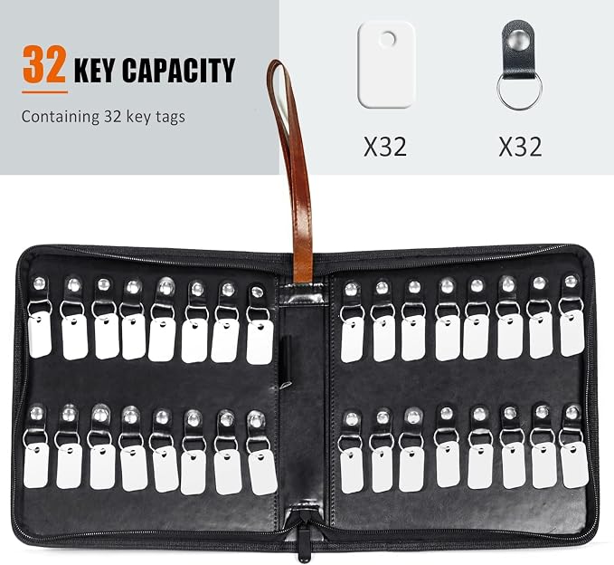 Portable Zippered Key Case, Leather Key Organizer - Image 5