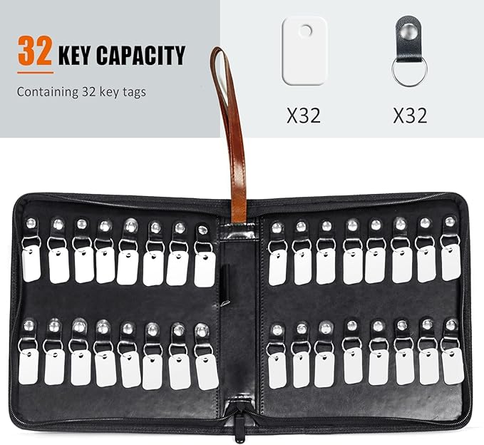 Portable Zippered Key Case, Leather Key Organizer - Image 5
