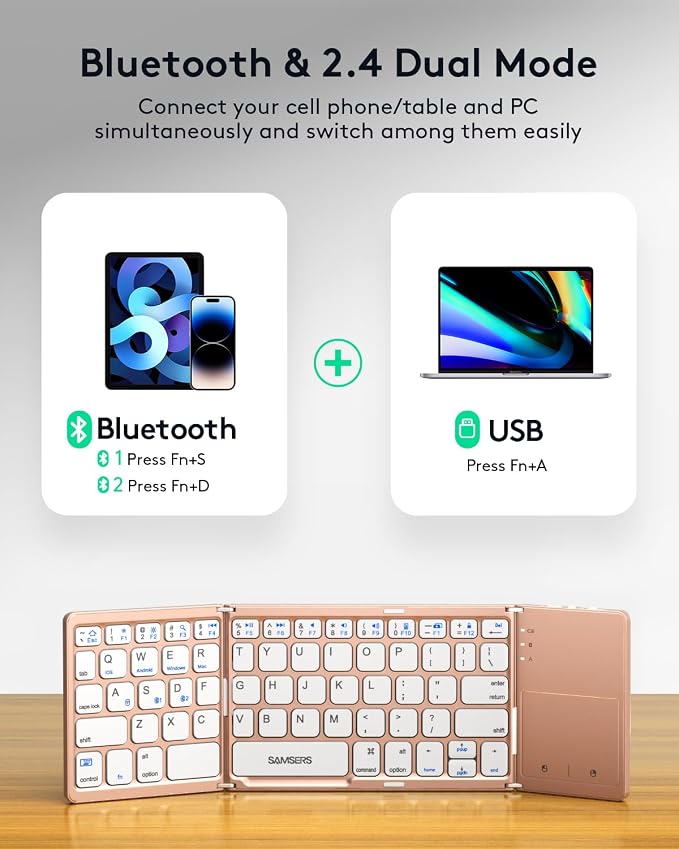 Samsers Multi-Device Foldable Bluetooth Keyboard - Image 2