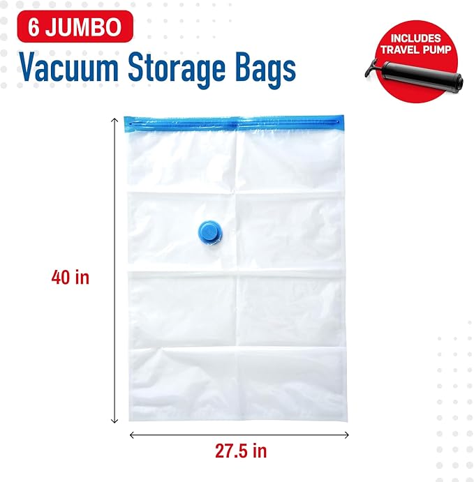 6 Pack Jumbo Vacuum Storage Bags - Image 3