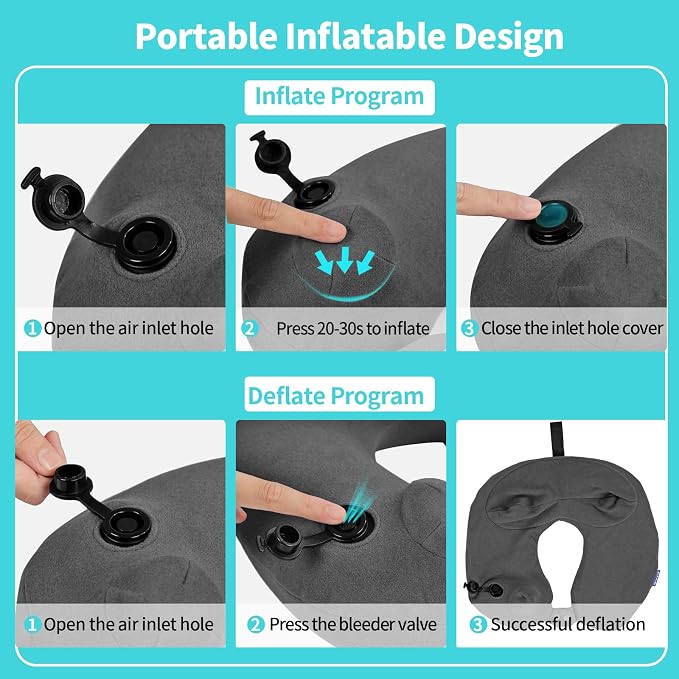 2 Pack Inflatable Travel Neck Pillows - Image 5