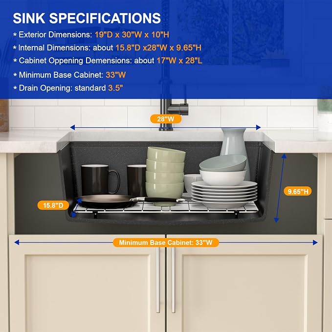 Dcolora 30 Inch Matte Black Kitchen Sink Workstation Granite Composite - Image 5