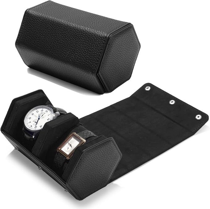 Oirlv Luxury Hexagonal Leather Watch Travel Case Watch Organizer Case by Oirlv